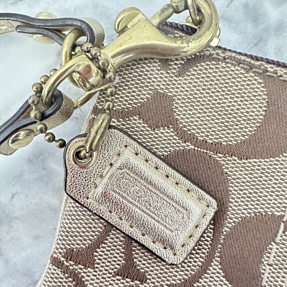 Coach Signature‎ Mini Brown Gold Wristlet Wallet - Picture 6 of 6